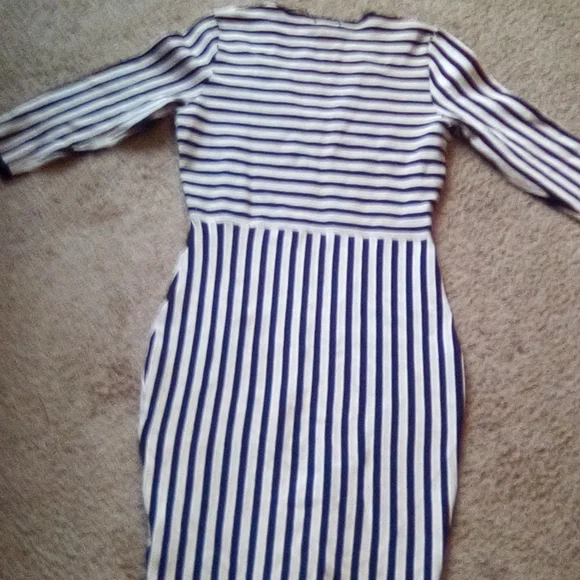 H & M Women Strips V Neck Formal Office Church Work party Boho Dance Dress - Picture 9 of 11